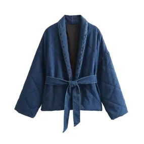 Pre Order:  Denim Wrap Knot Tie Jacket