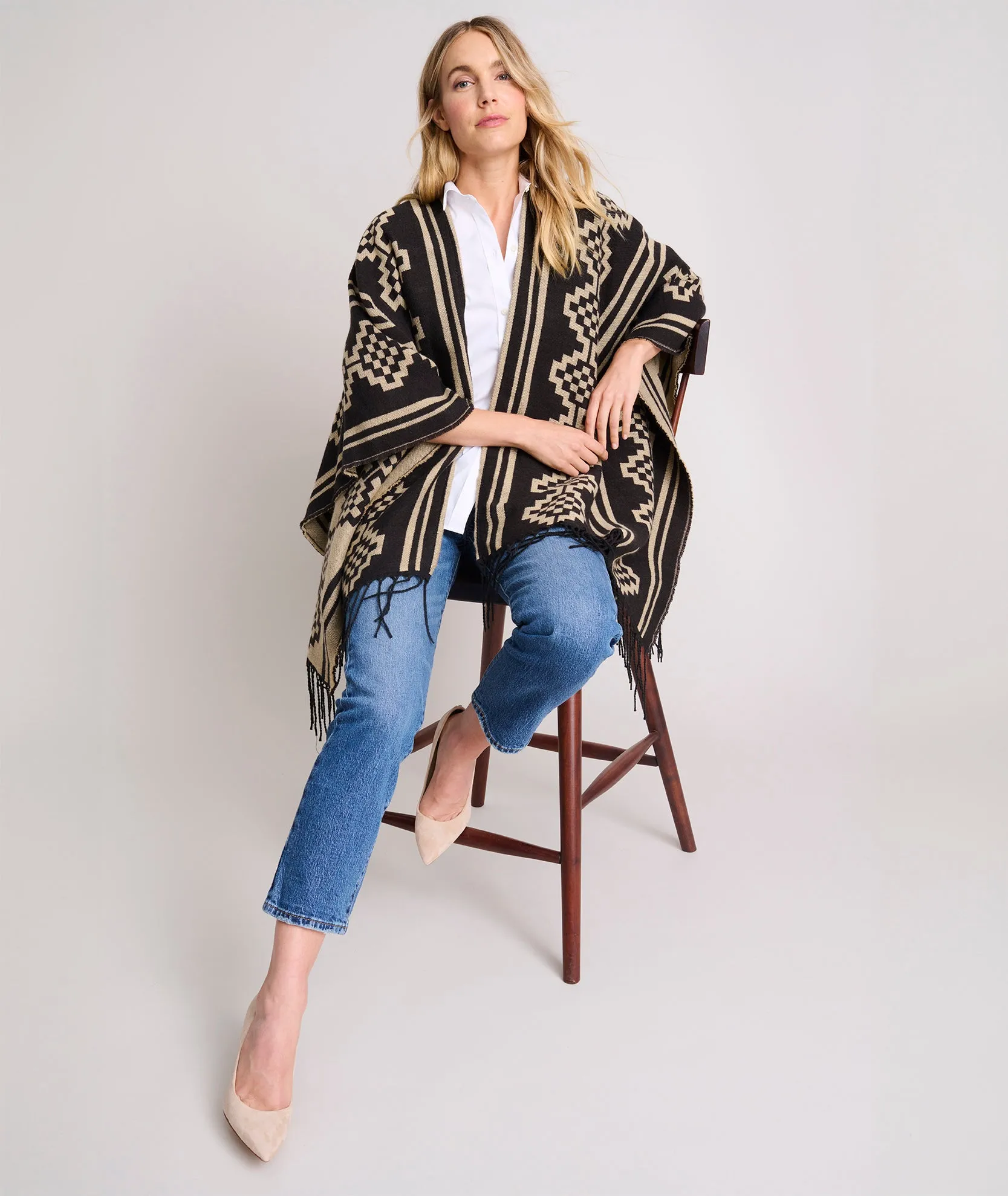 Printed Cheyenne Poncho - FINAL SALE