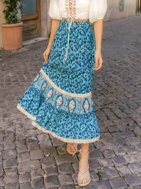 Printed Mermaid Maxi Skirt