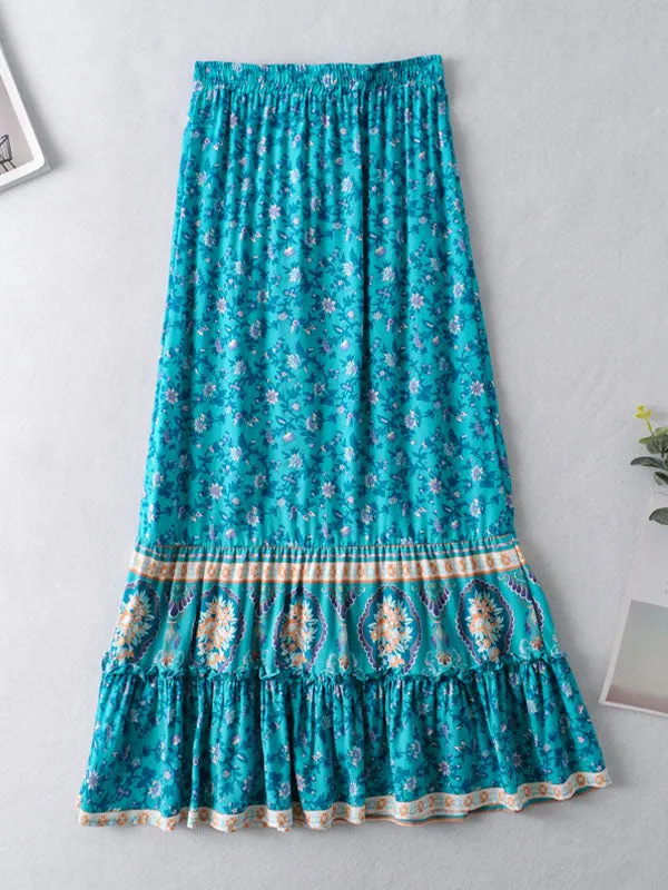 Printed Mermaid Maxi Skirt