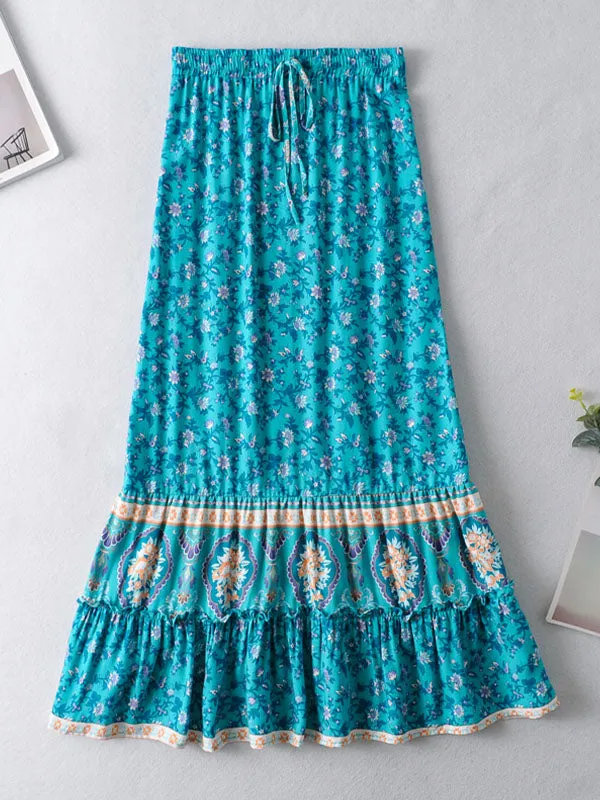 Printed Mermaid Maxi Skirt