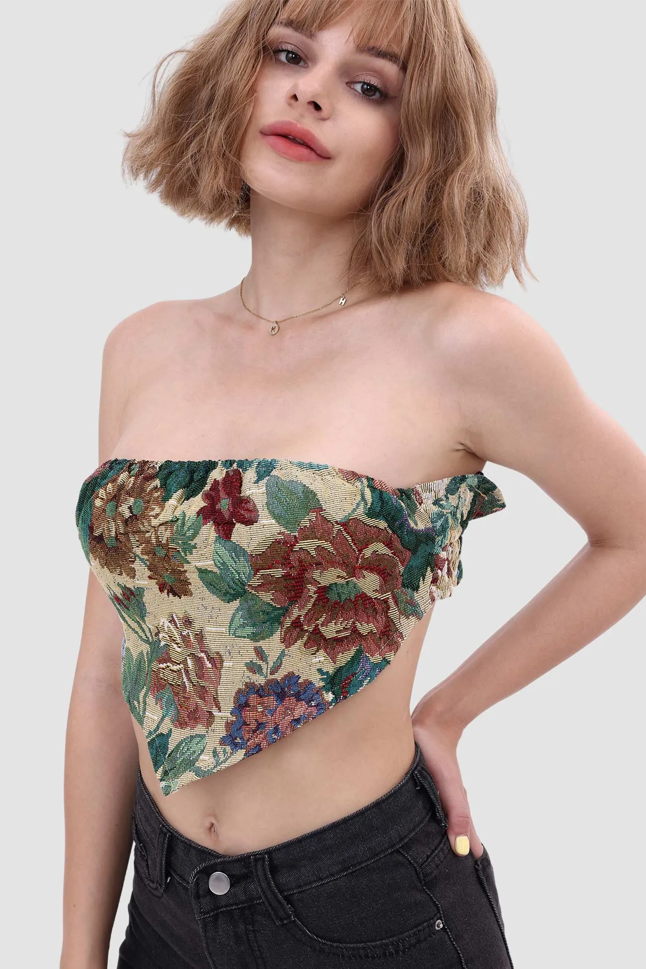 Printed Panelled Tube Top