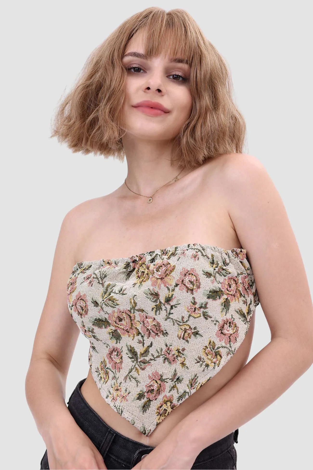 Printed Panelled Tube Top