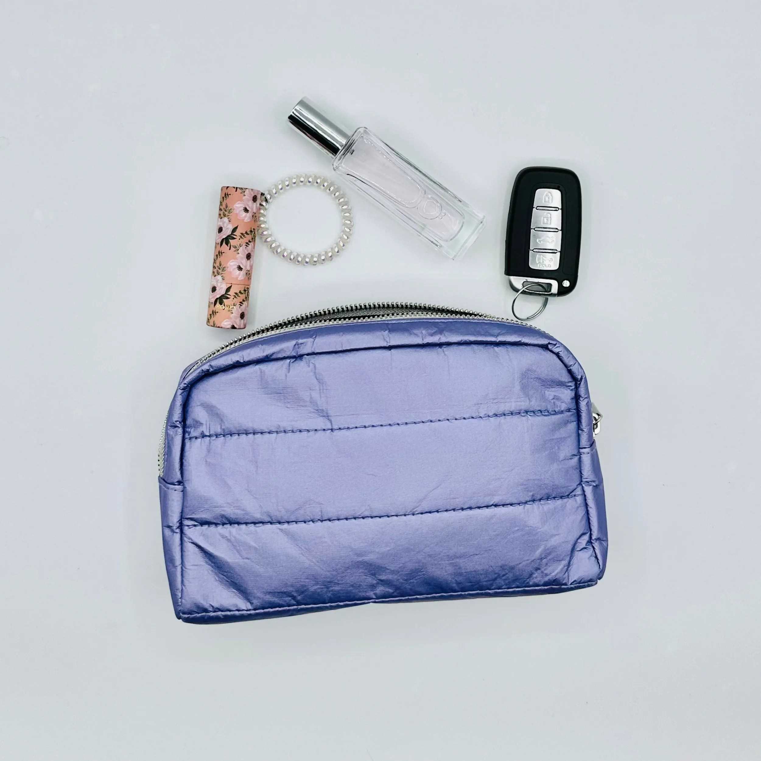 Puffer Mini Clutch in Shimmer Purple