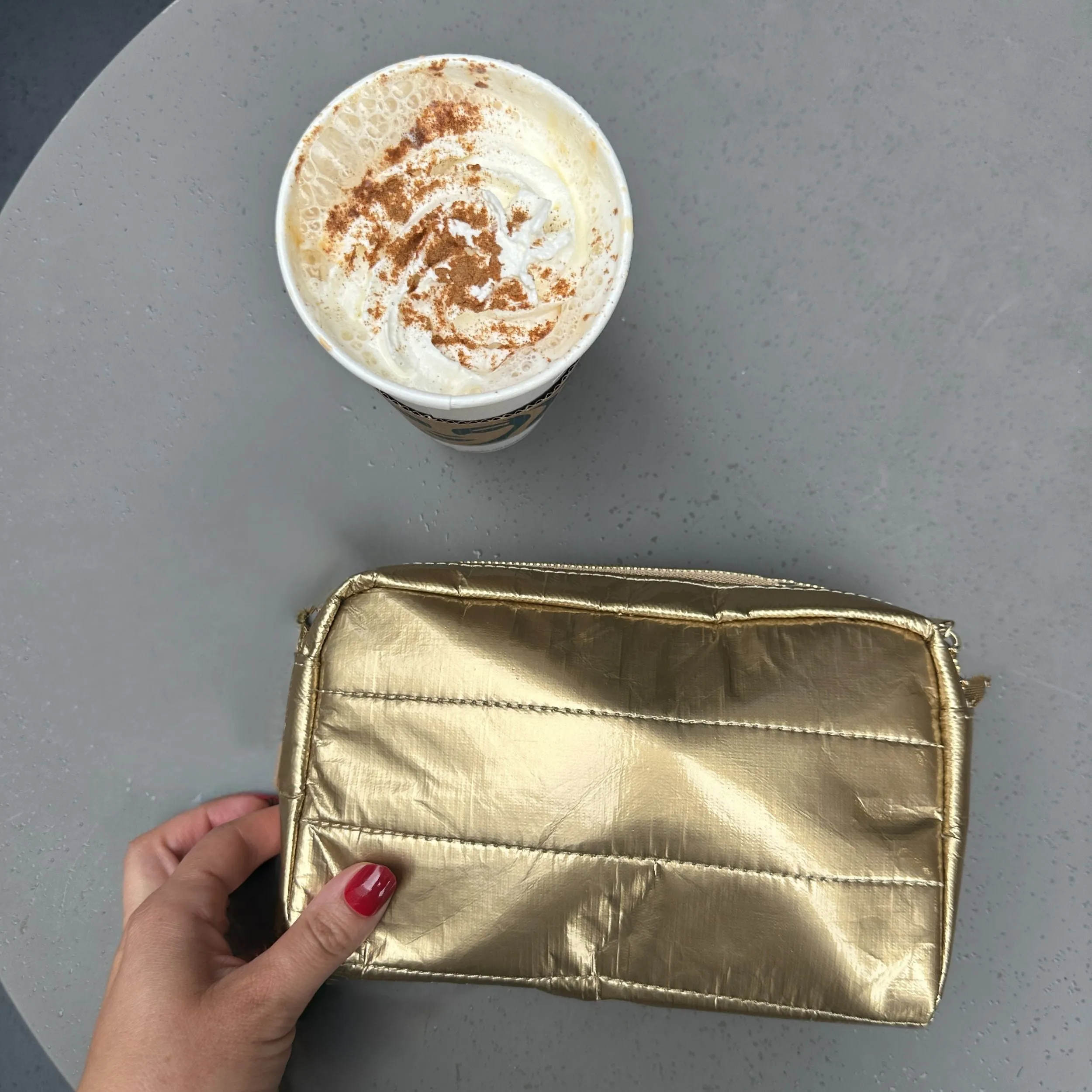 Puffer Mini Clutch with Loopholes in Gold