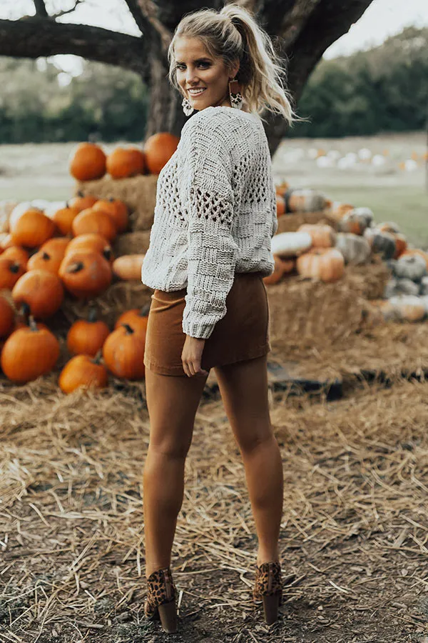 Pumpkin Spice and Everything Nice Cropped Sweater in Ivory