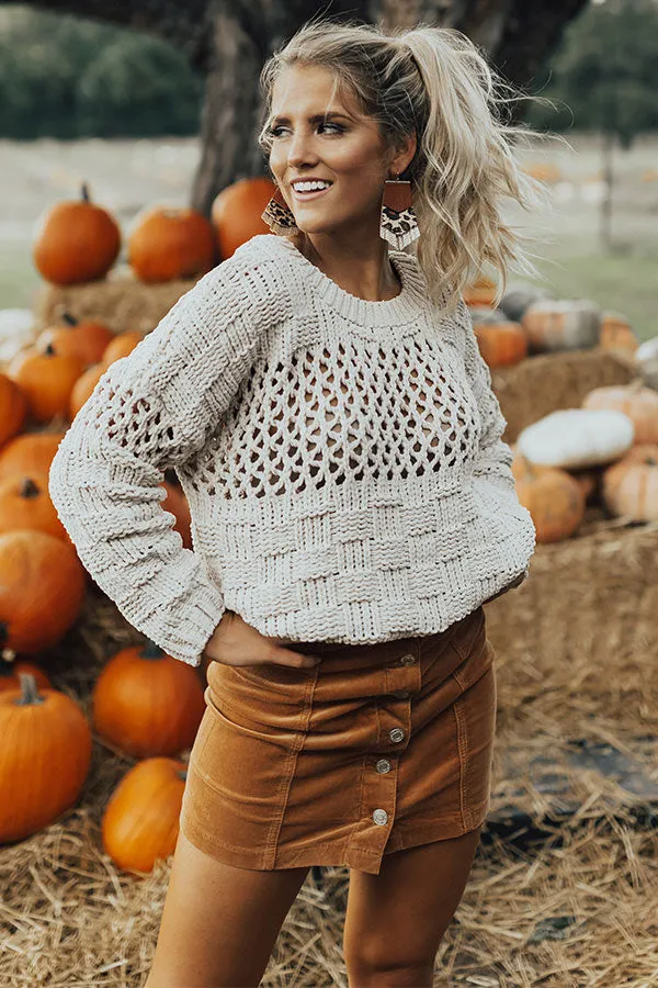 Pumpkin Spice and Everything Nice Cropped Sweater in Ivory