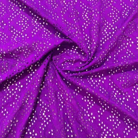 Purple Embroidery Cotton Schiffli Fabric