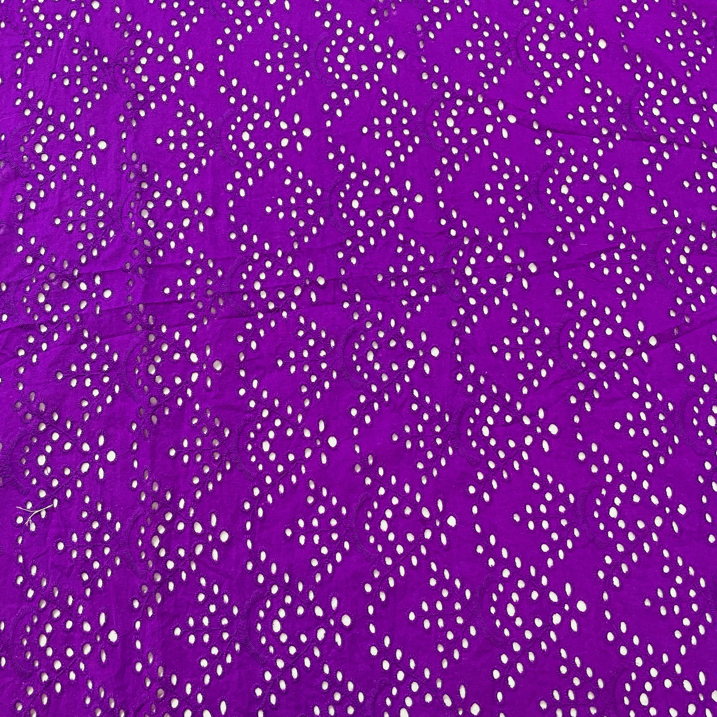 Purple Embroidery Cotton Schiffli Fabric