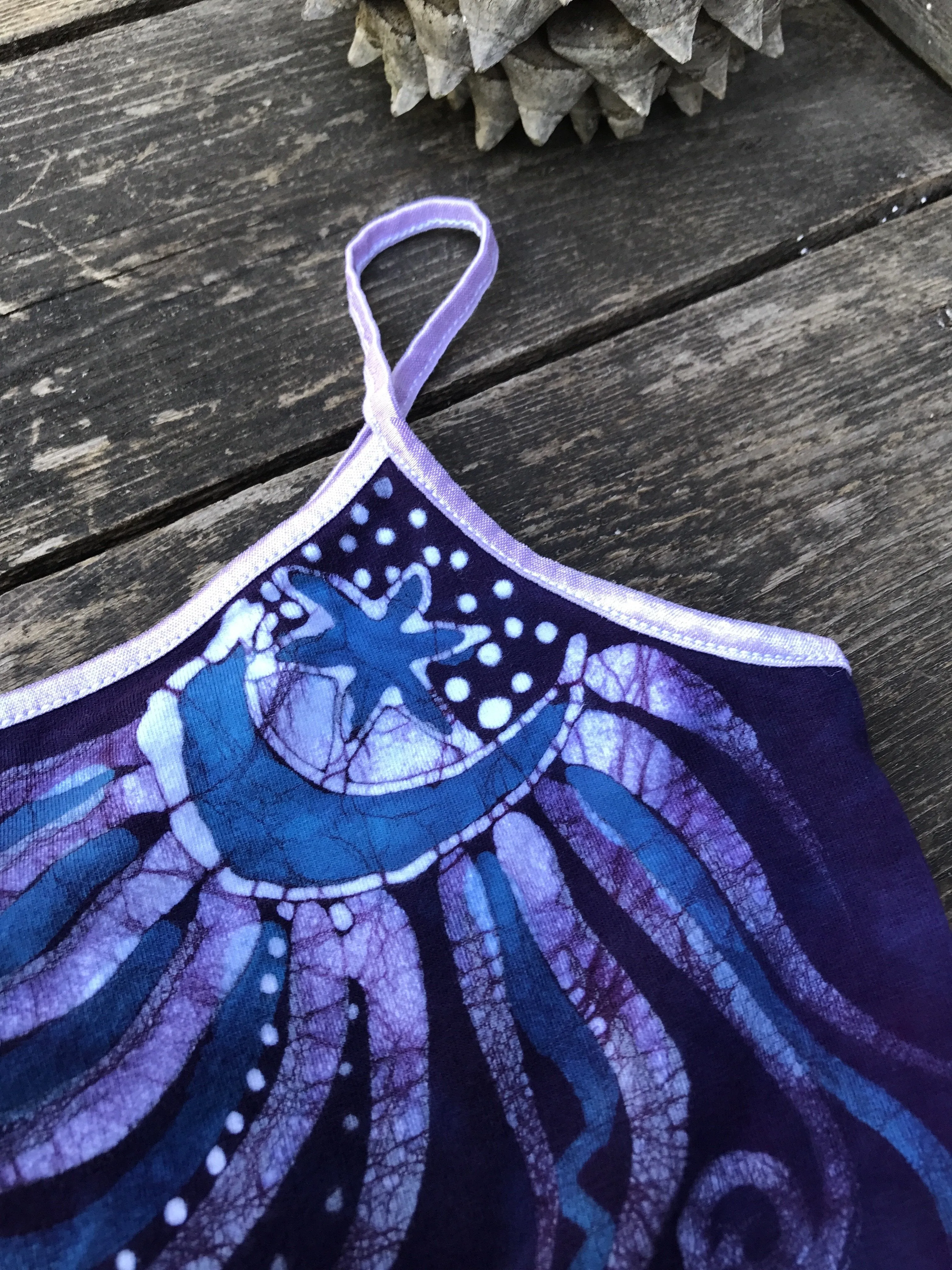 Purple Moon Batik Stretchy Handmade Yoga Camisole