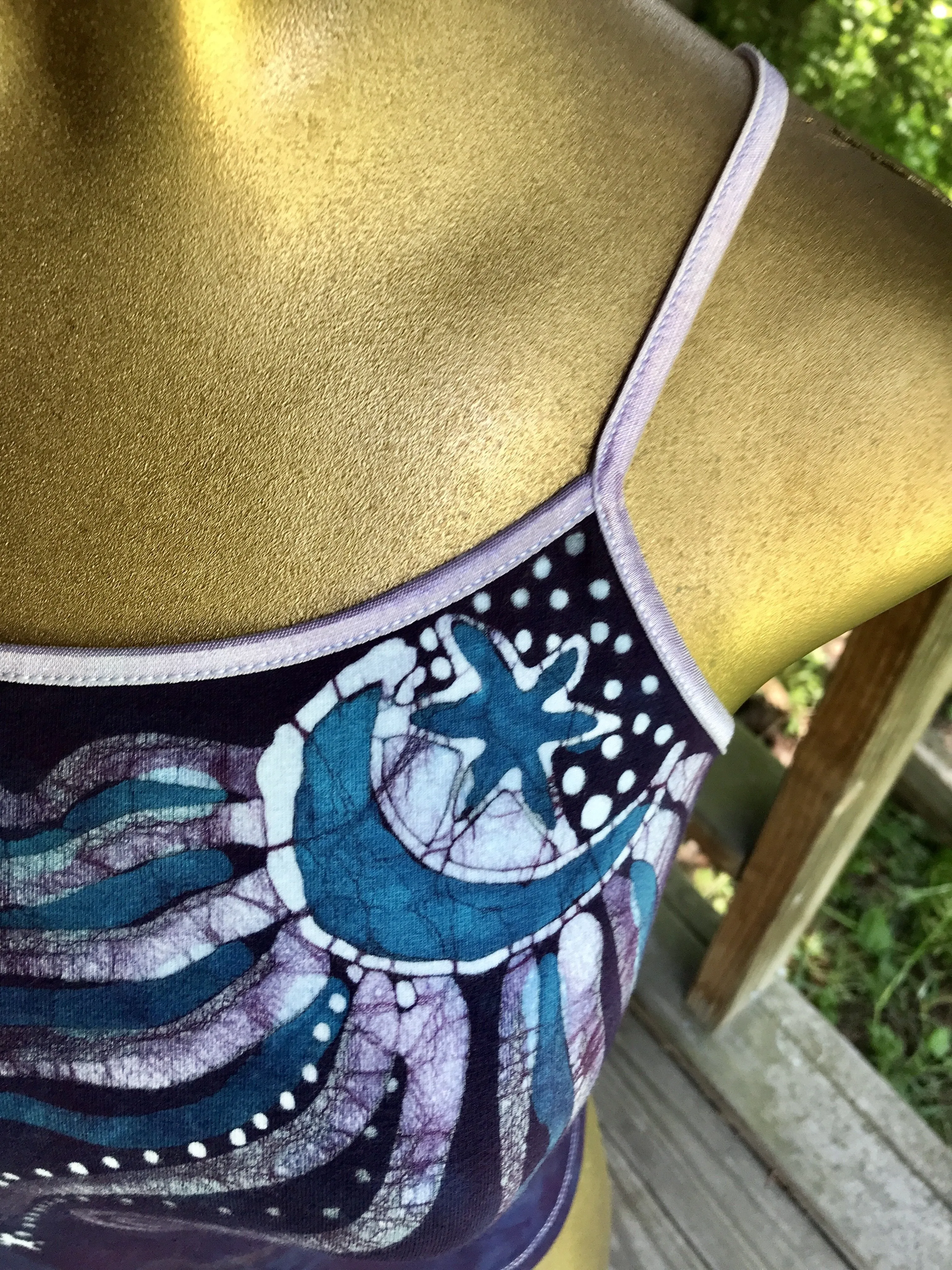 Purple Moon Batik Stretchy Handmade Yoga Camisole