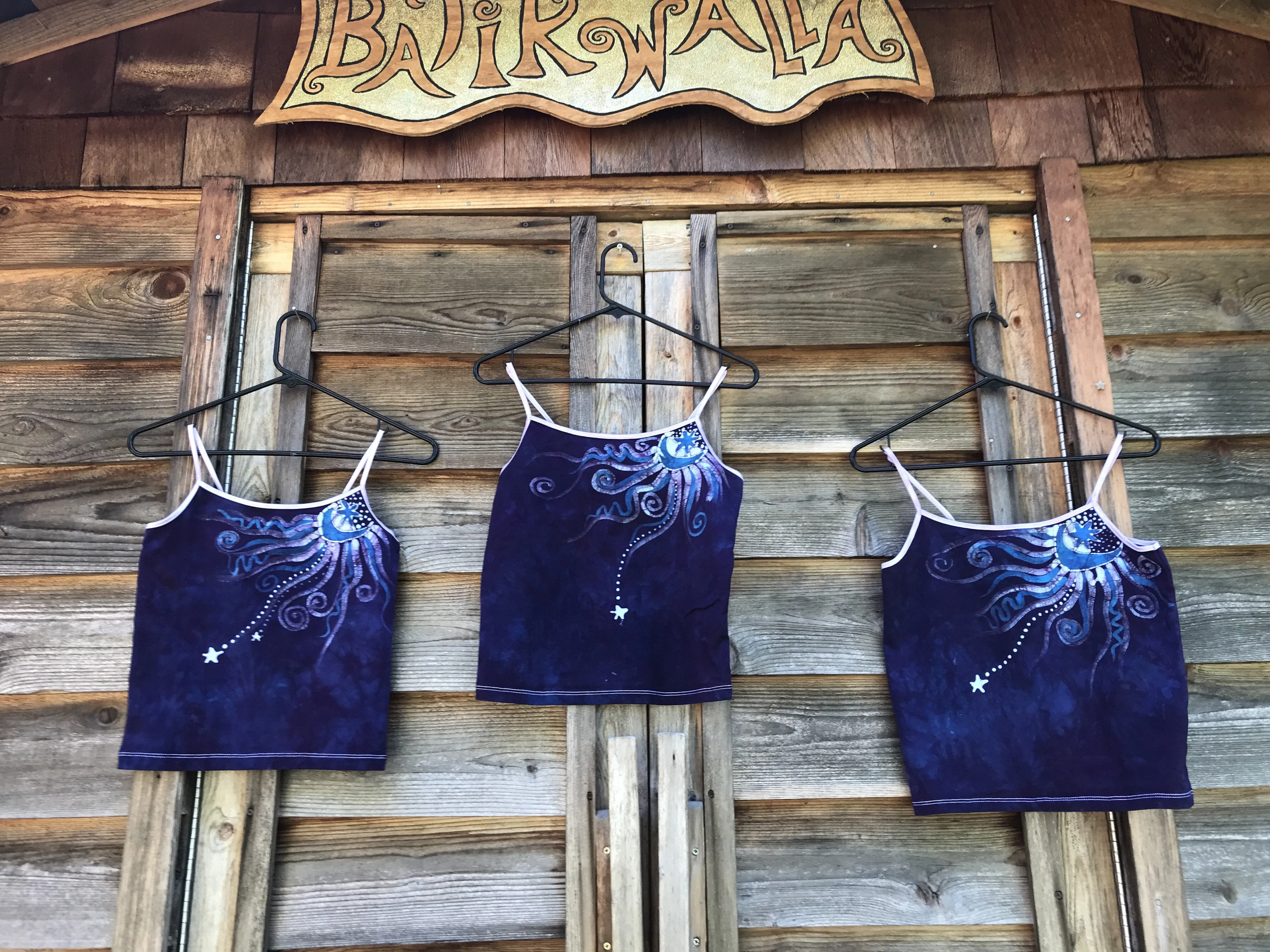 Purple Moon Batik Stretchy Handmade Yoga Camisole