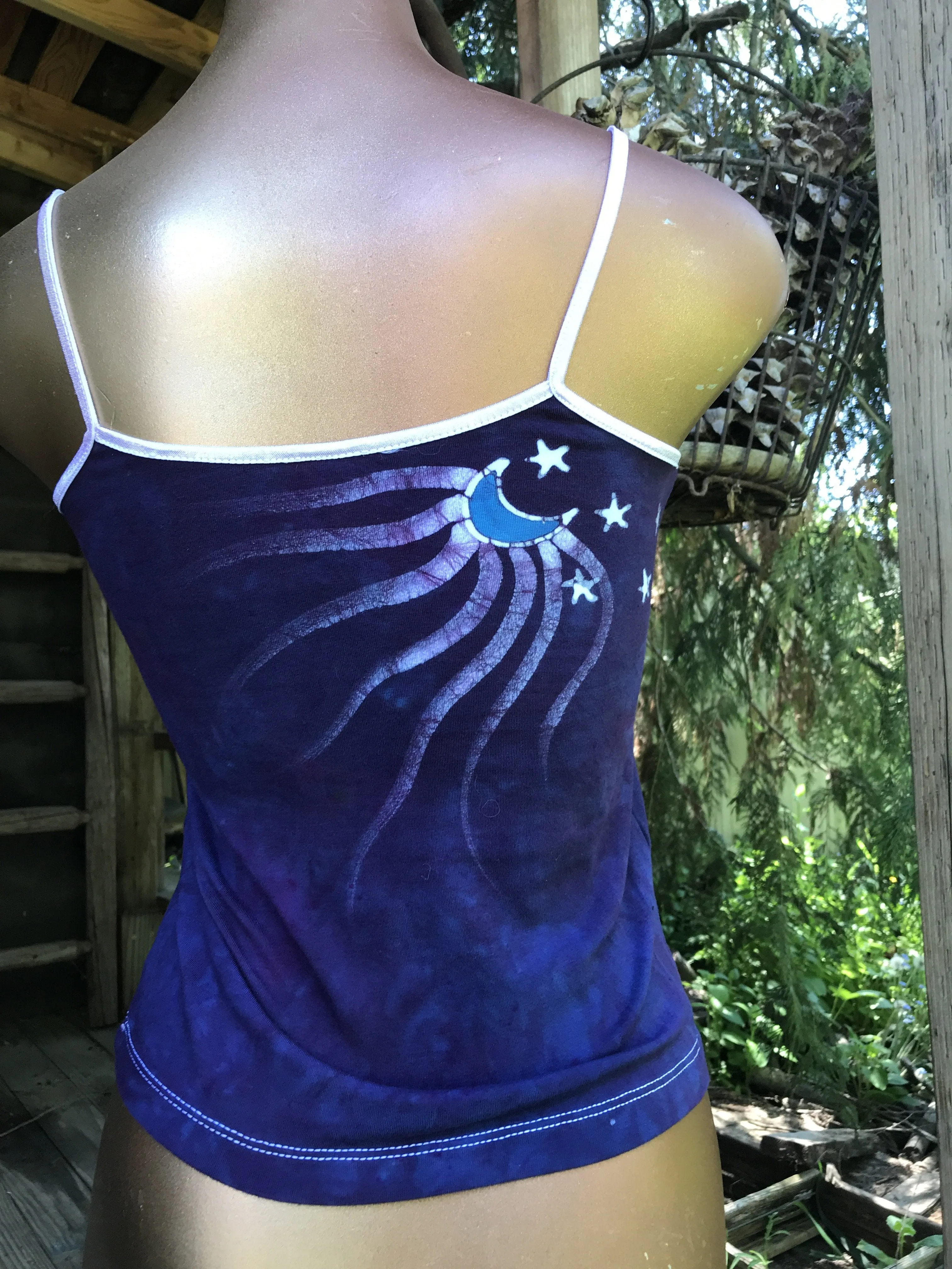 Purple Moon Batik Stretchy Handmade Yoga Camisole