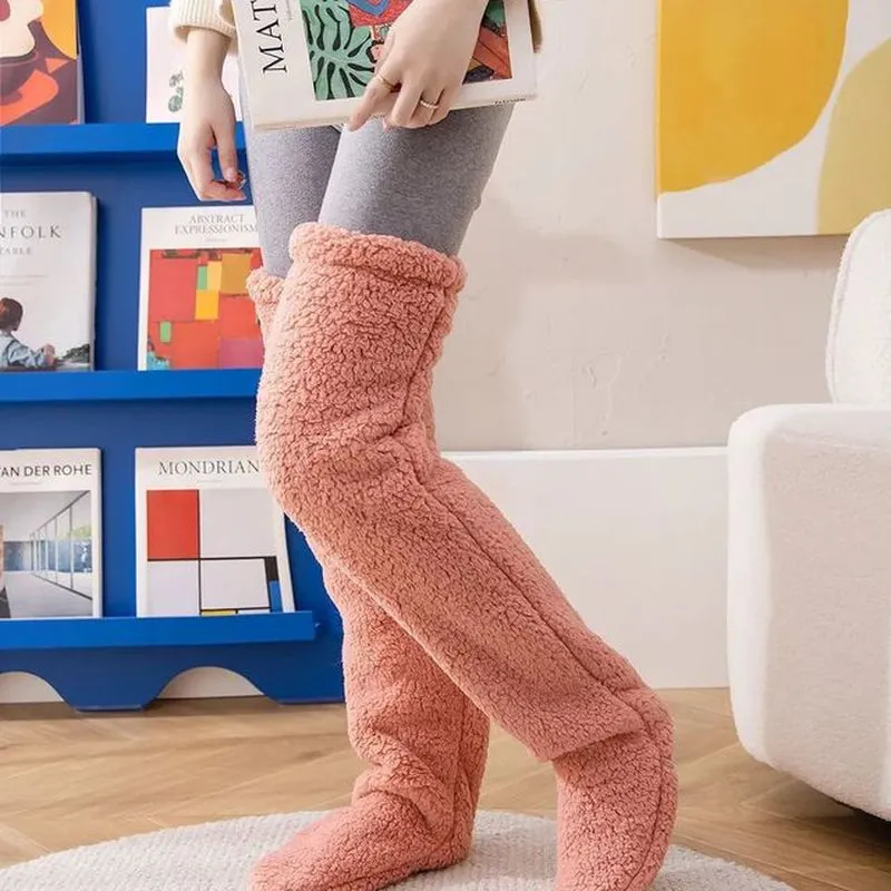 "High-Quality Thigh High Fuzzy Socks: Perfect for Office or Living Room, Suitable for Women and Kids"