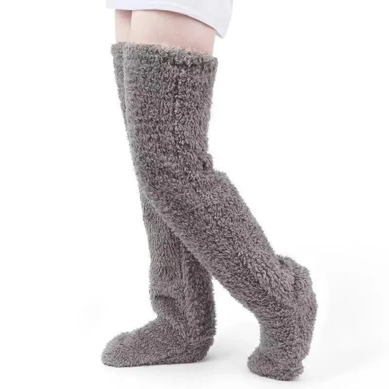 "High-Quality Thigh High Fuzzy Socks: Perfect for Office or Living Room, Suitable for Women and Kids"