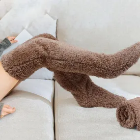 "High-Quality Thigh High Fuzzy Socks: Perfect for Office or Living Room, Suitable for Women and Kids"