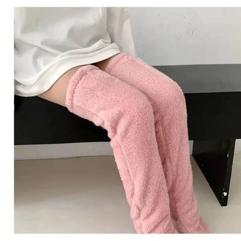 "High-Quality Thigh High Fuzzy Socks: Perfect for Office or Living Room, Suitable for Women and Kids"