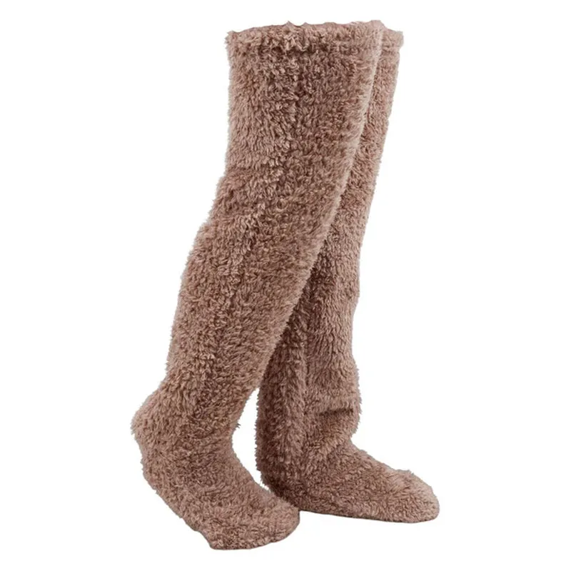 "High-Quality Thigh High Fuzzy Socks: Perfect for Office or Living Room, Suitable for Women and Kids"