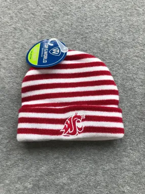 Red and White Stripe Baby WSU Hat