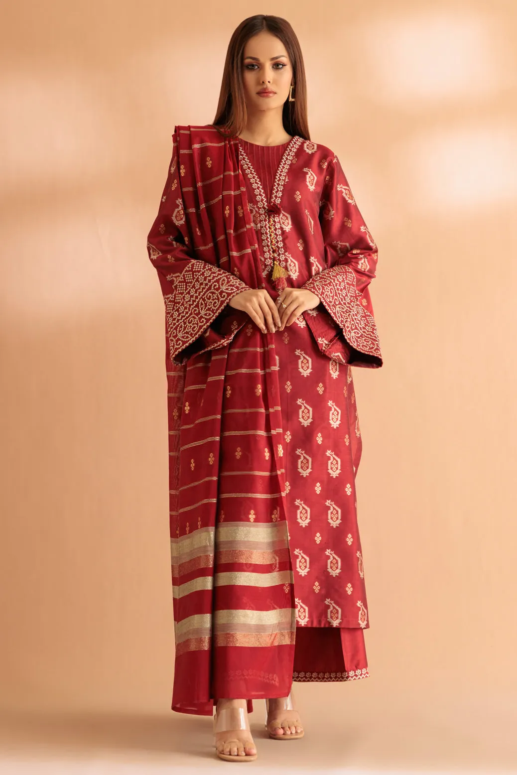 RED-JACQUARD-3 PIECE (SS6243P06)