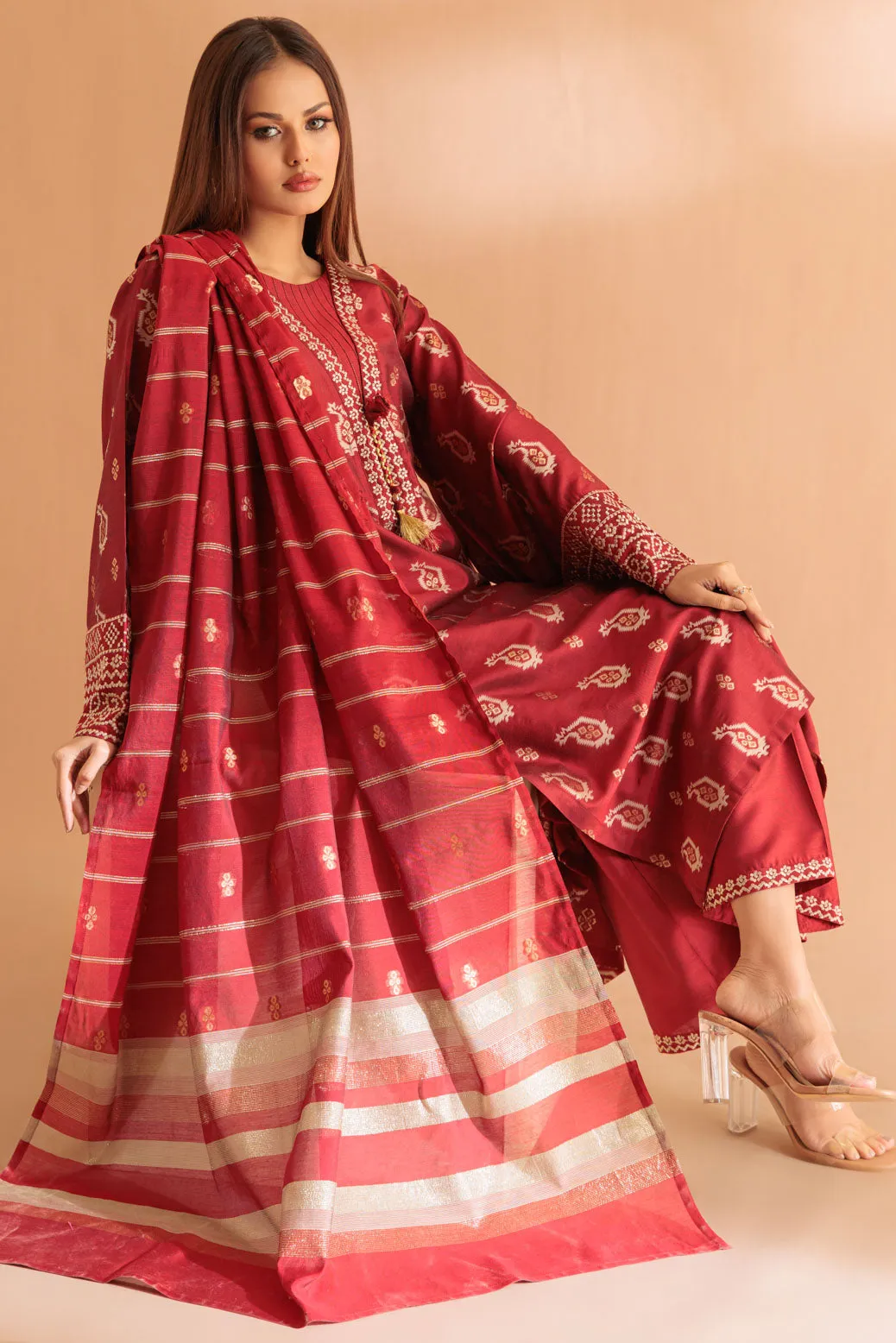 RED-JACQUARD-3 PIECE (SS6243P06)