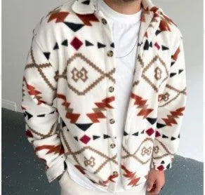 Retro Ethnic Print Men's Casual Shirt Jacket