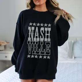 Retro Inspired Vintage Nashville Crewneck Sweatshirt, Retro, Distressed Design Unisex Pullover Trendy Music Shirt, Great Pullover Gift