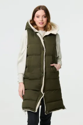 Reversible Faux Fur Padded Hooded Gilet