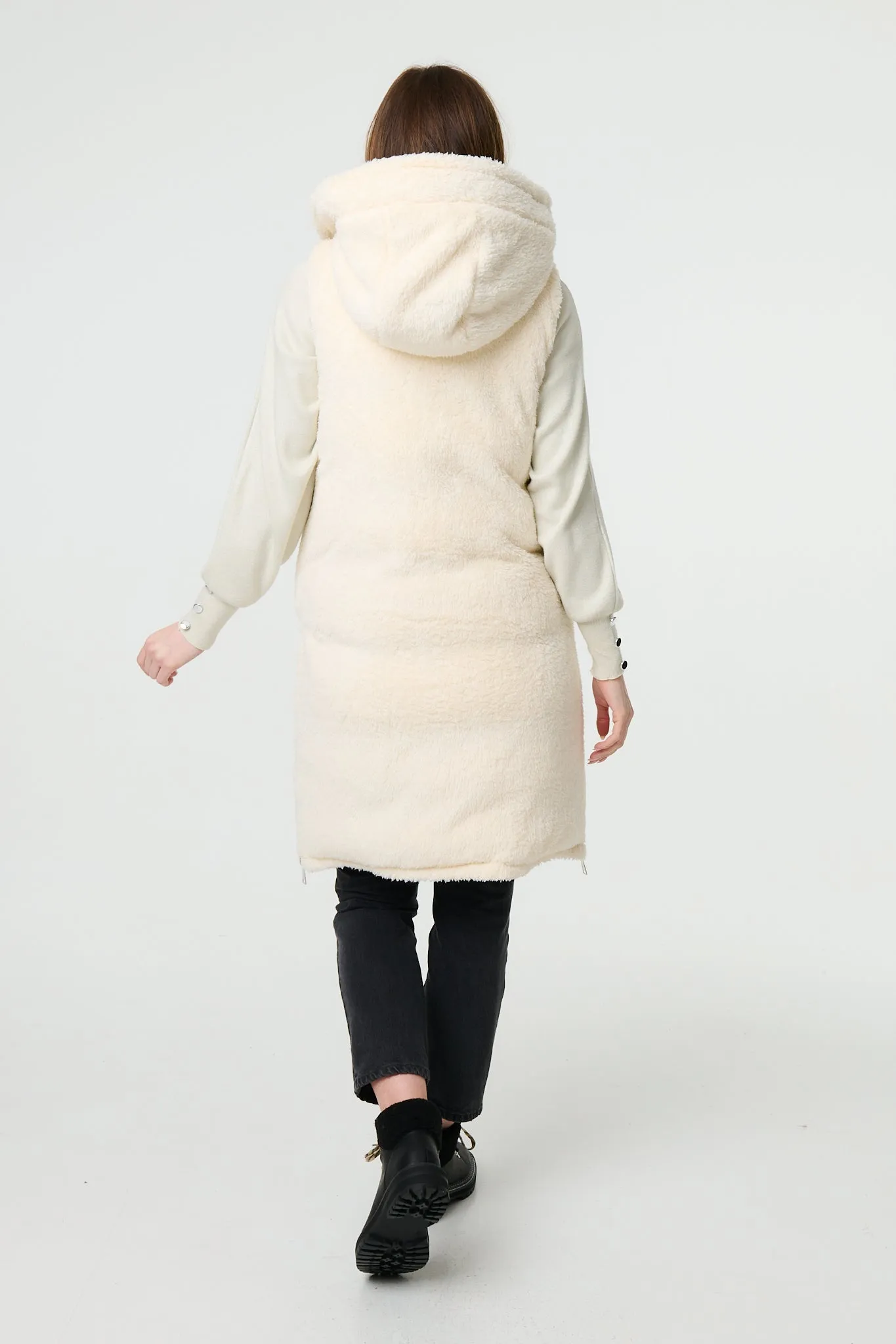 Reversible Faux Fur Padded Hooded Gilet