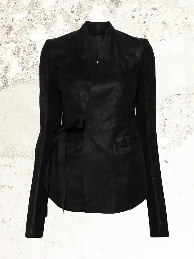 Rick Owens belted leather jacket