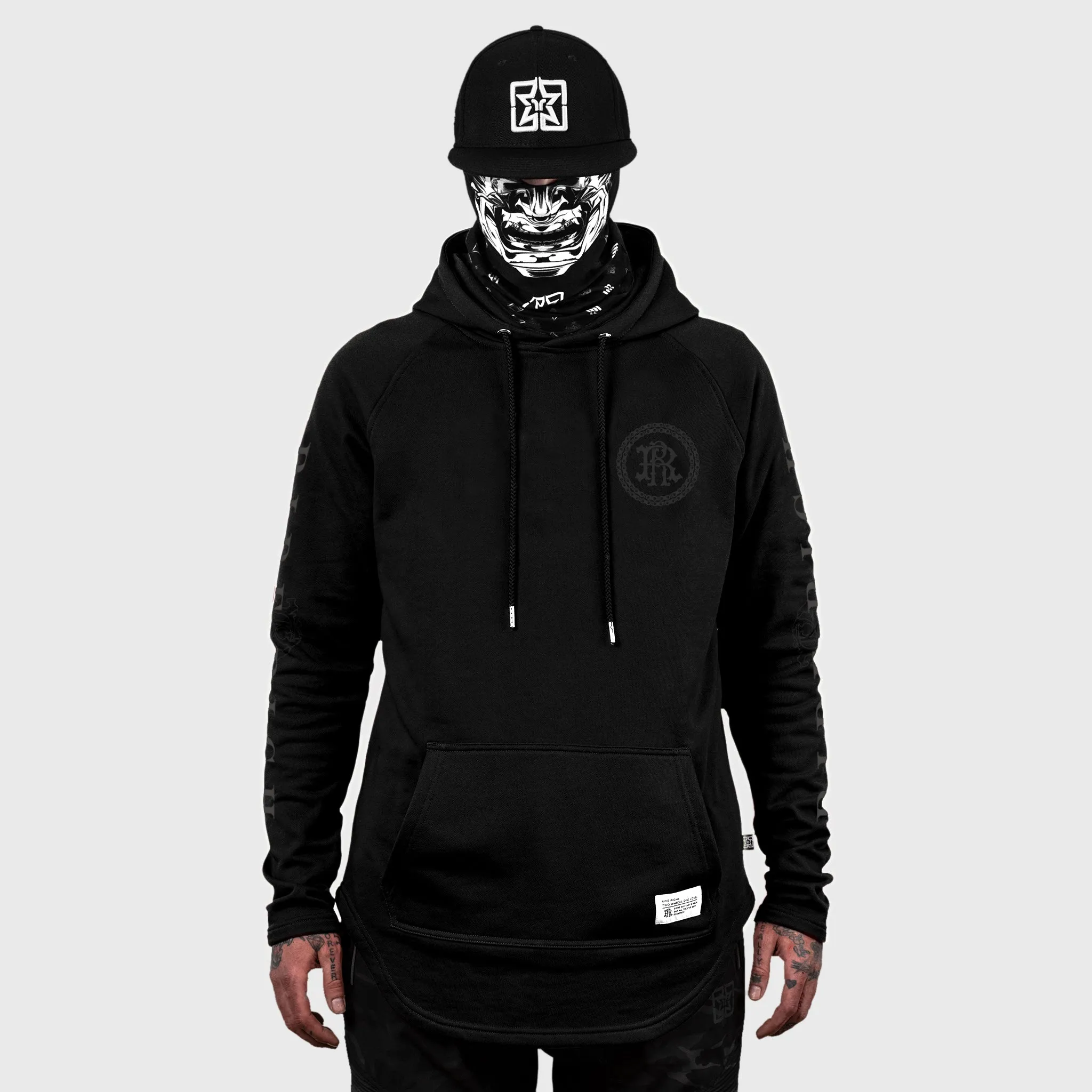 RR Filigree & Chains Scoop Pullover Hoodie {Black on Black}