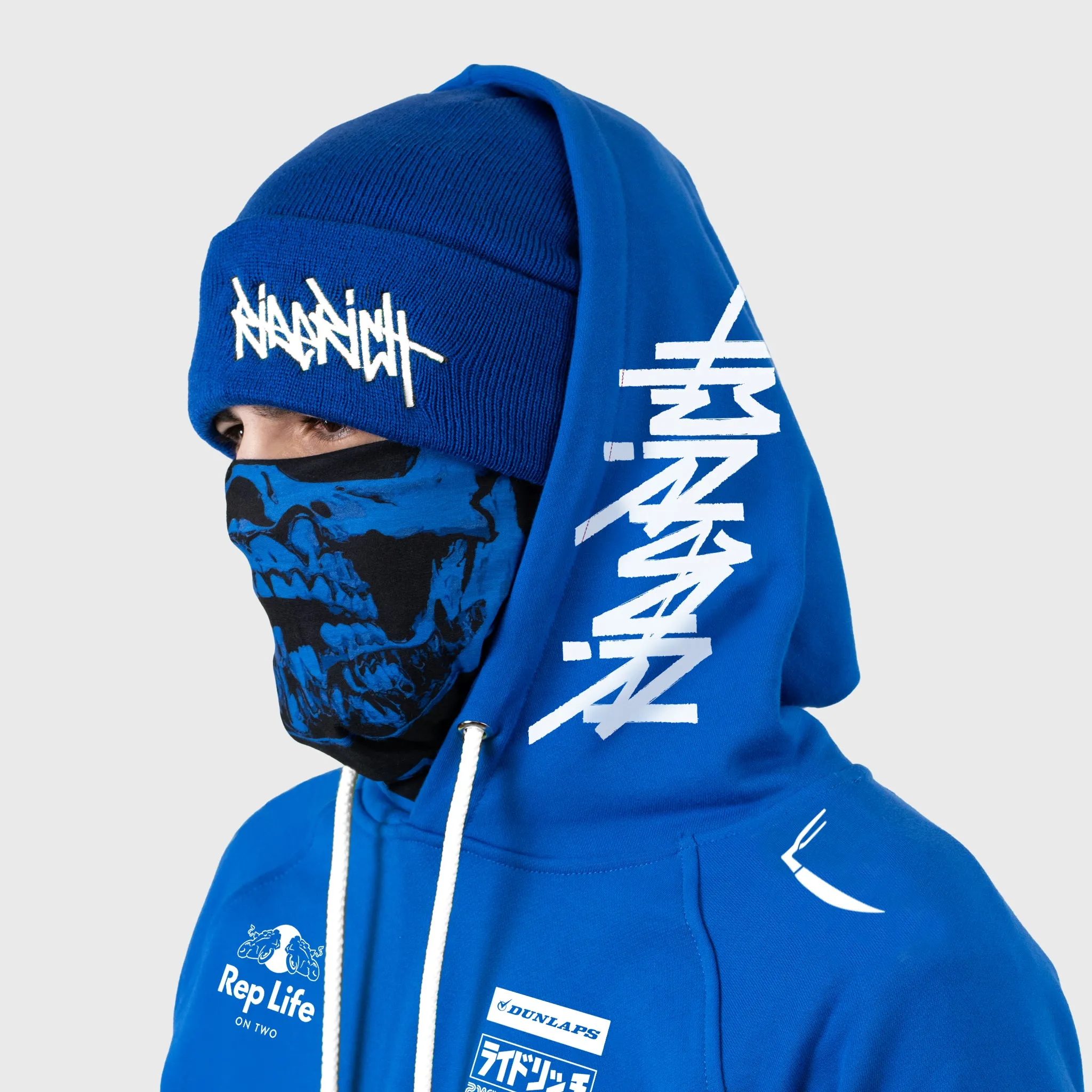 RR Racing Scoop Pullover Hoodie {White on Blue}