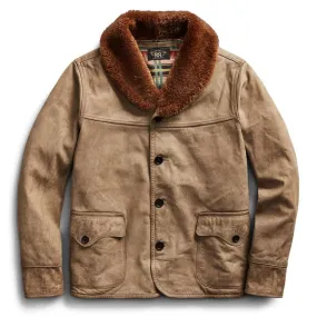 RRL by Ralph Lauren Shearling-Collar Leather Jacket Natural / Tan