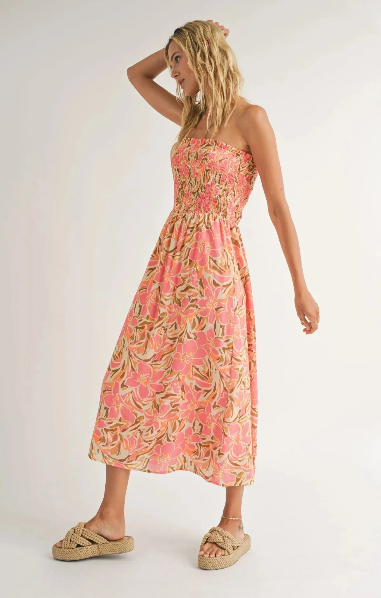 Sadie & Sage Tropicana Gal Smocked Tube Dress