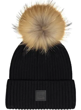 SAM - Fur Beanie Black/Natural