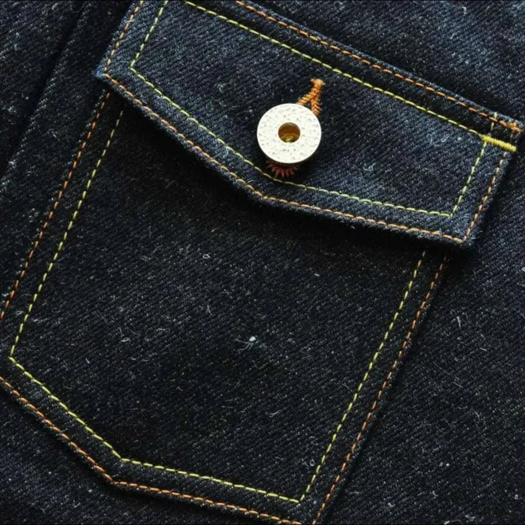 Selvedge raw men's denim jacket