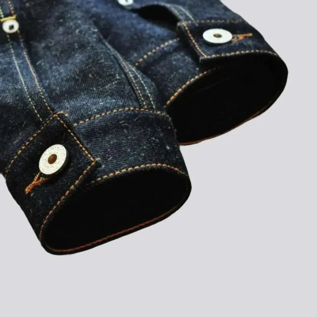 Selvedge raw men's denim jacket