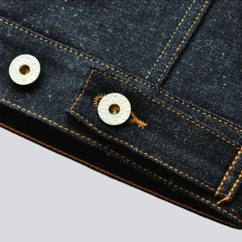 Selvedge raw men's denim jacket