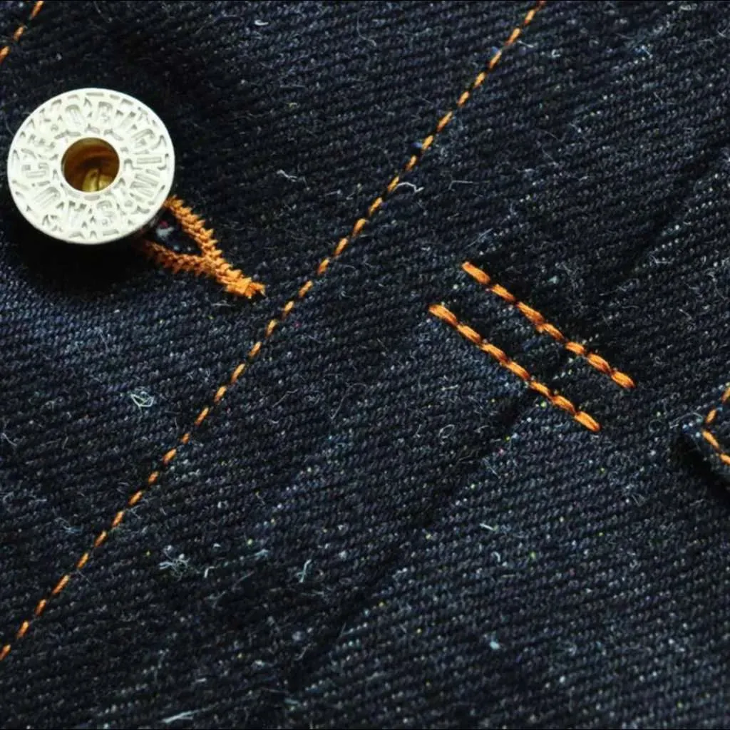 Selvedge raw men's denim jacket