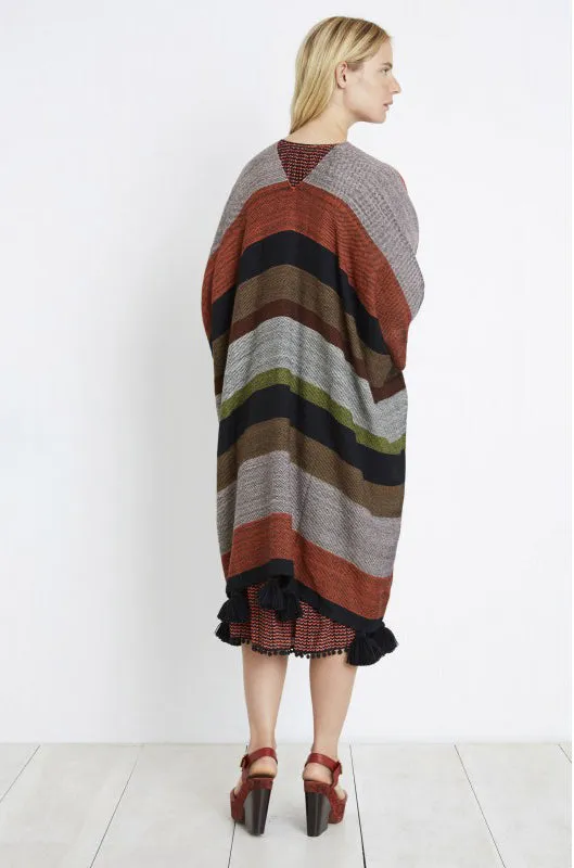 Serape Stripe Long Poncho