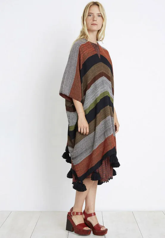 Serape Stripe Long Poncho