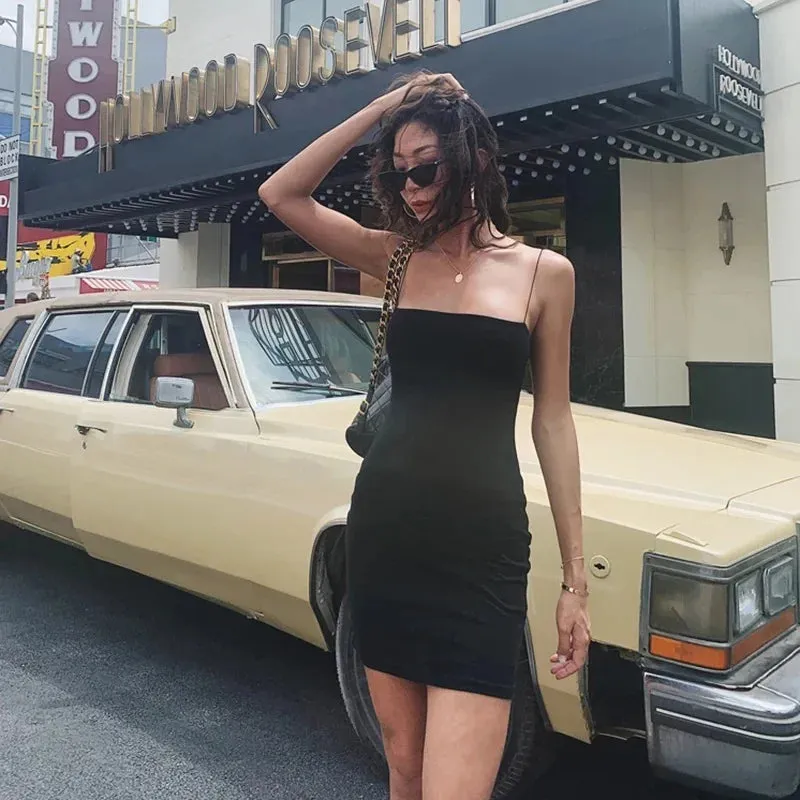 Sexy Club Fashion Casual Party y2k Black Backless Bodycon Summer Dress