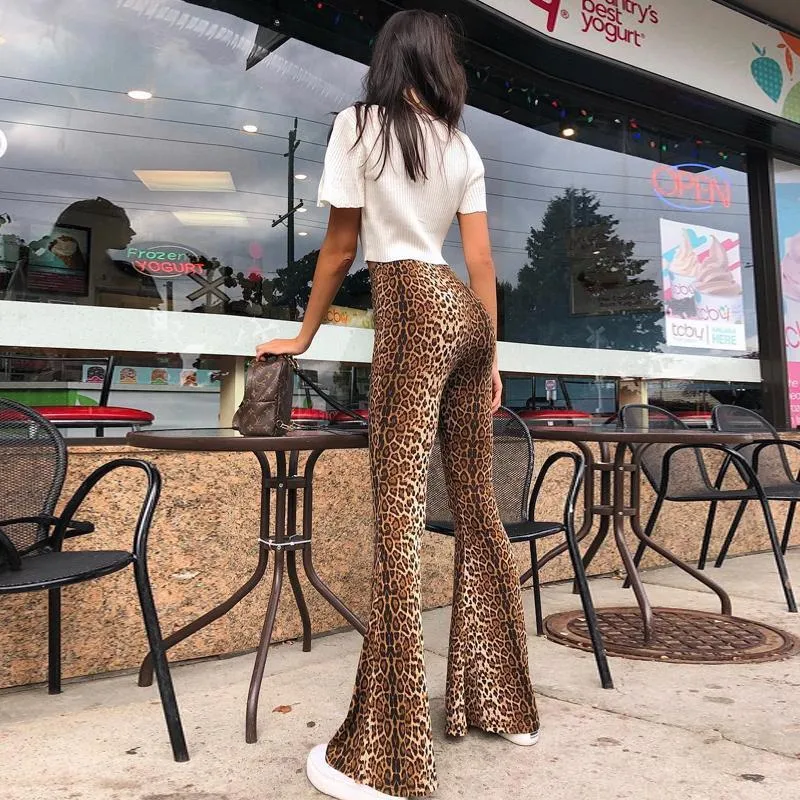 Sexy Leopard Print High Waist Flare Pants