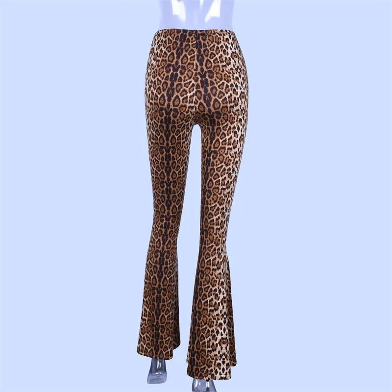 Sexy Leopard Print High Waist Flare Pants