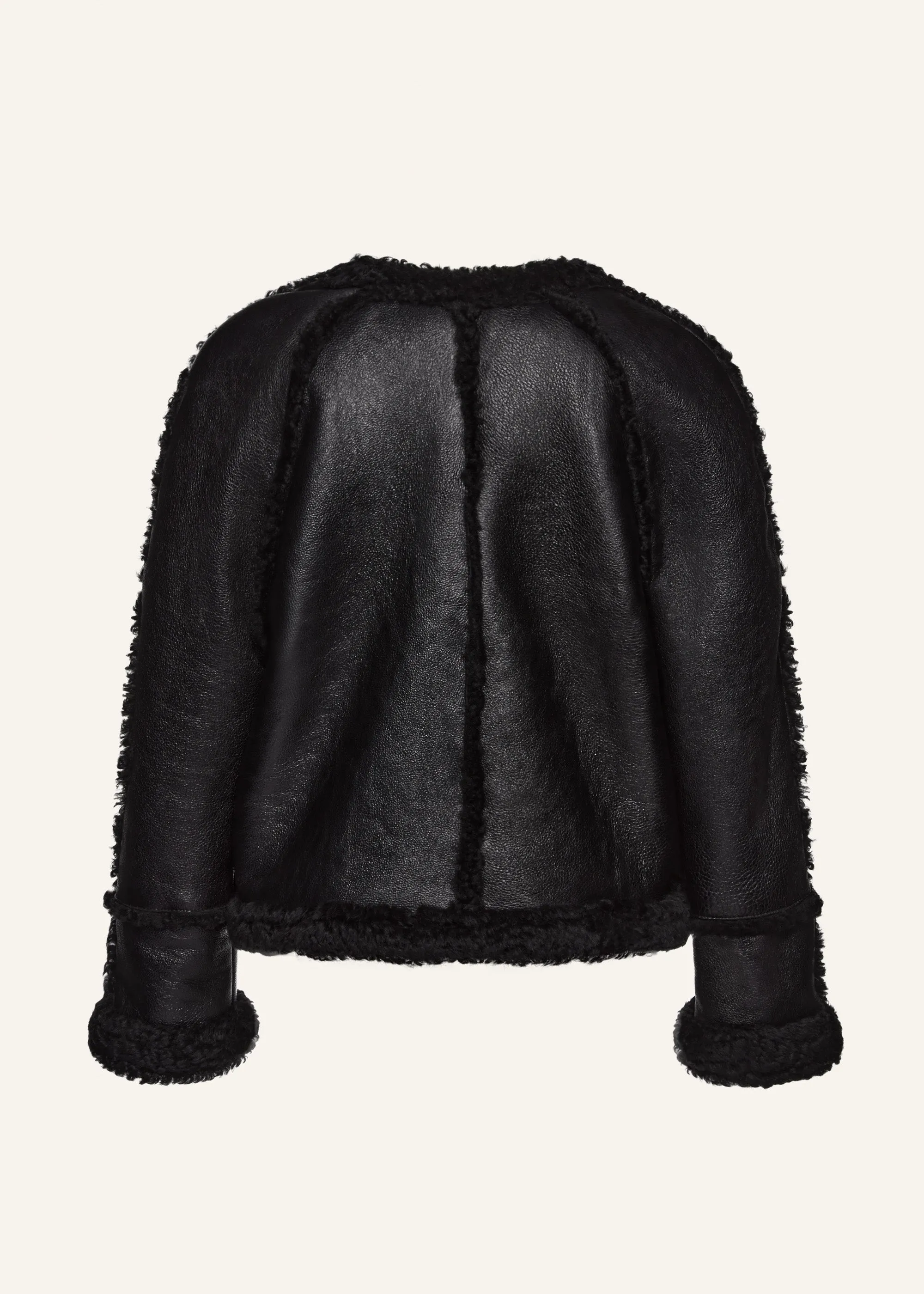 Shearling button jacket in black