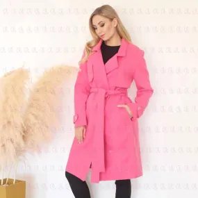 Simple Pink Coat with Belt