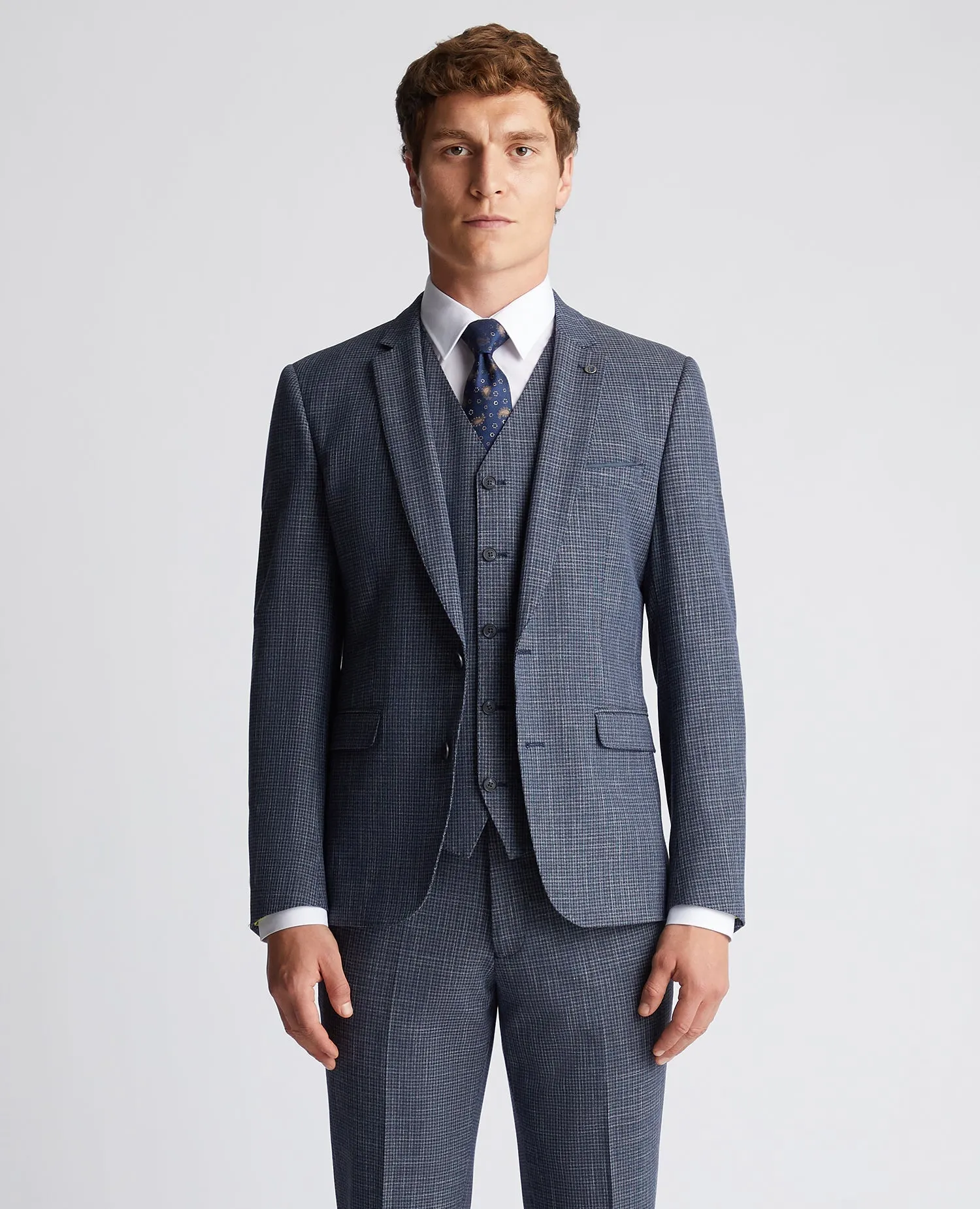 Slim Fit Checked Stretch Suit Jacket