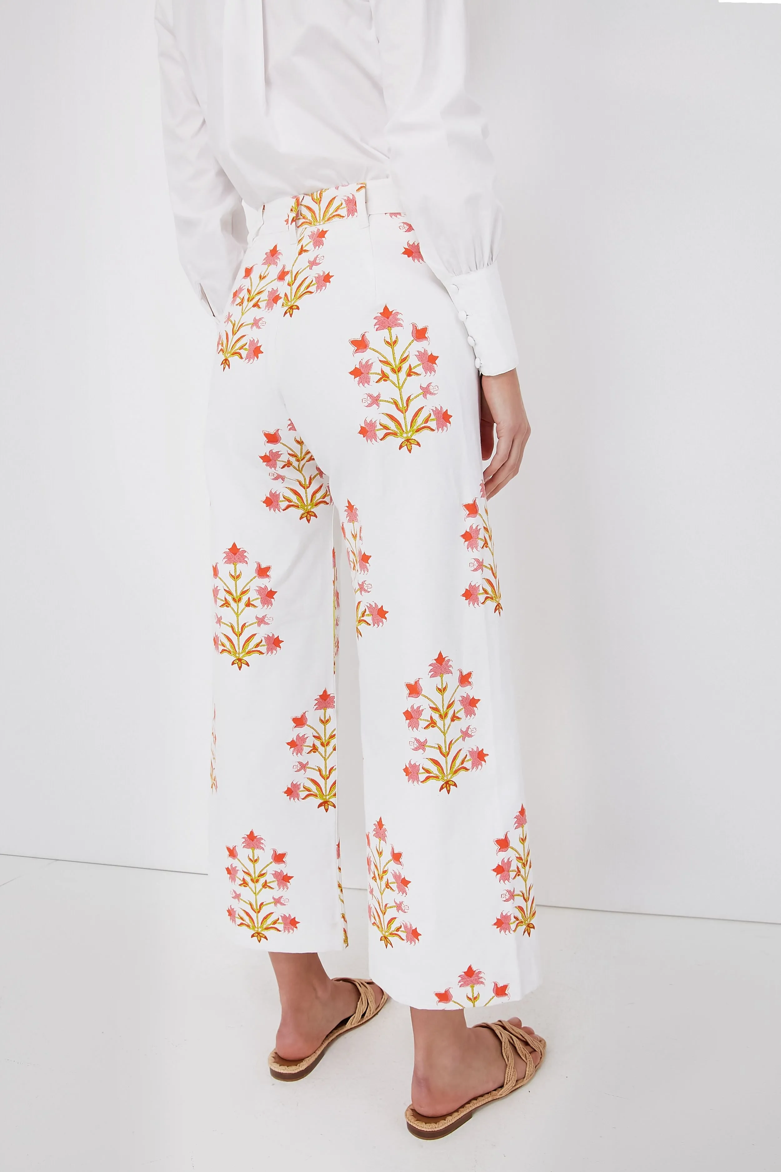 Soft Rose and Tangerine Lily Print Disco Pants