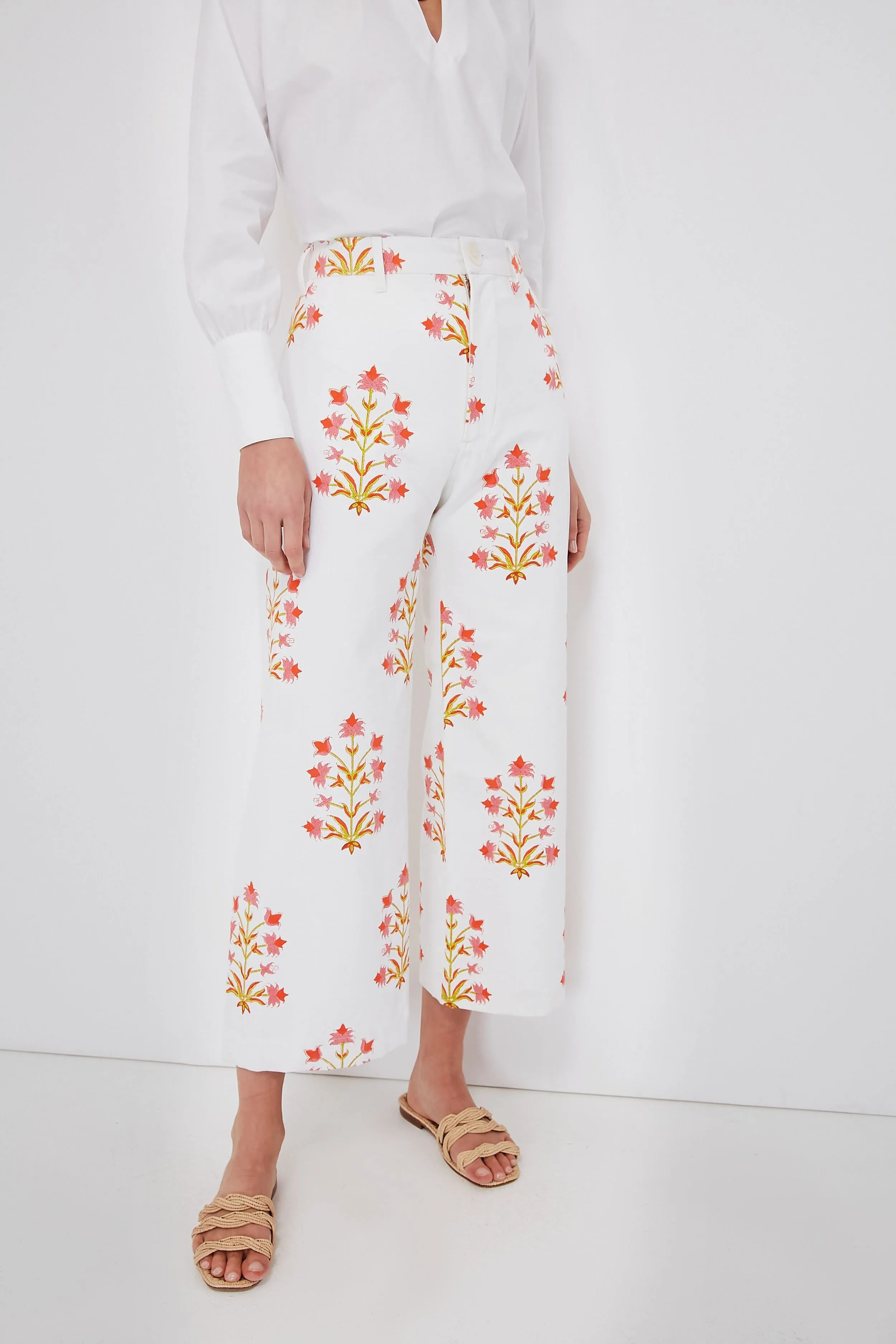 Soft Rose and Tangerine Lily Print Disco Pants