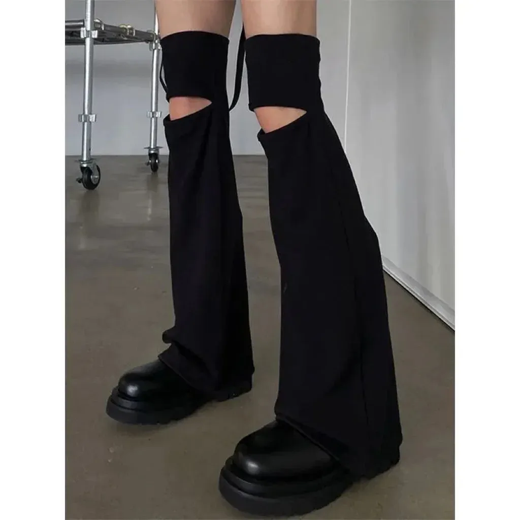 Sohiwoo New White Hollow Leg Cover Hot Sports Punk Leg Gothic Letter Warmer Women Casual Rock Punk Harajuku Long Tube Wide Leg Socks